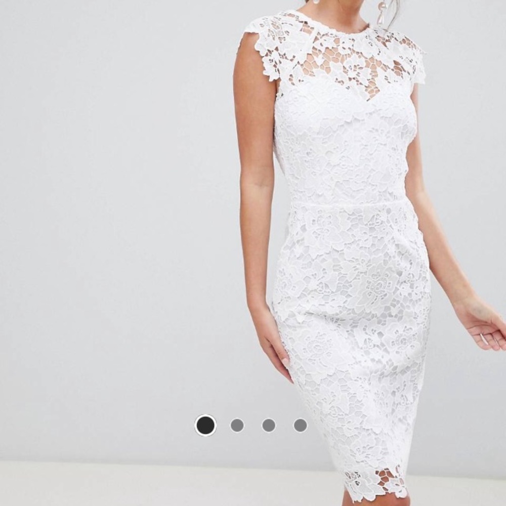 Midi Lace Dress with Scallop Back